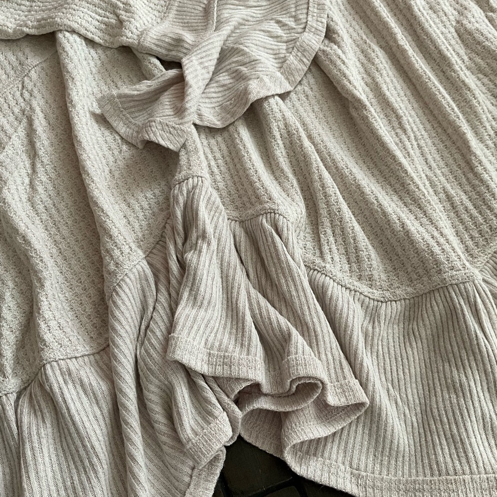 FREE PEOPLE OATMEAL OLIVIA HENLEY WAFFLE TUNIC TOP - Picture 8 of 9